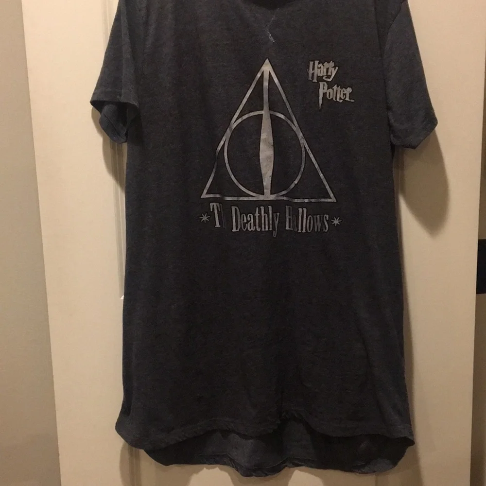 Harry Potter The Deathly Hallows graphic long Tee dress short sleeve XL 14-16